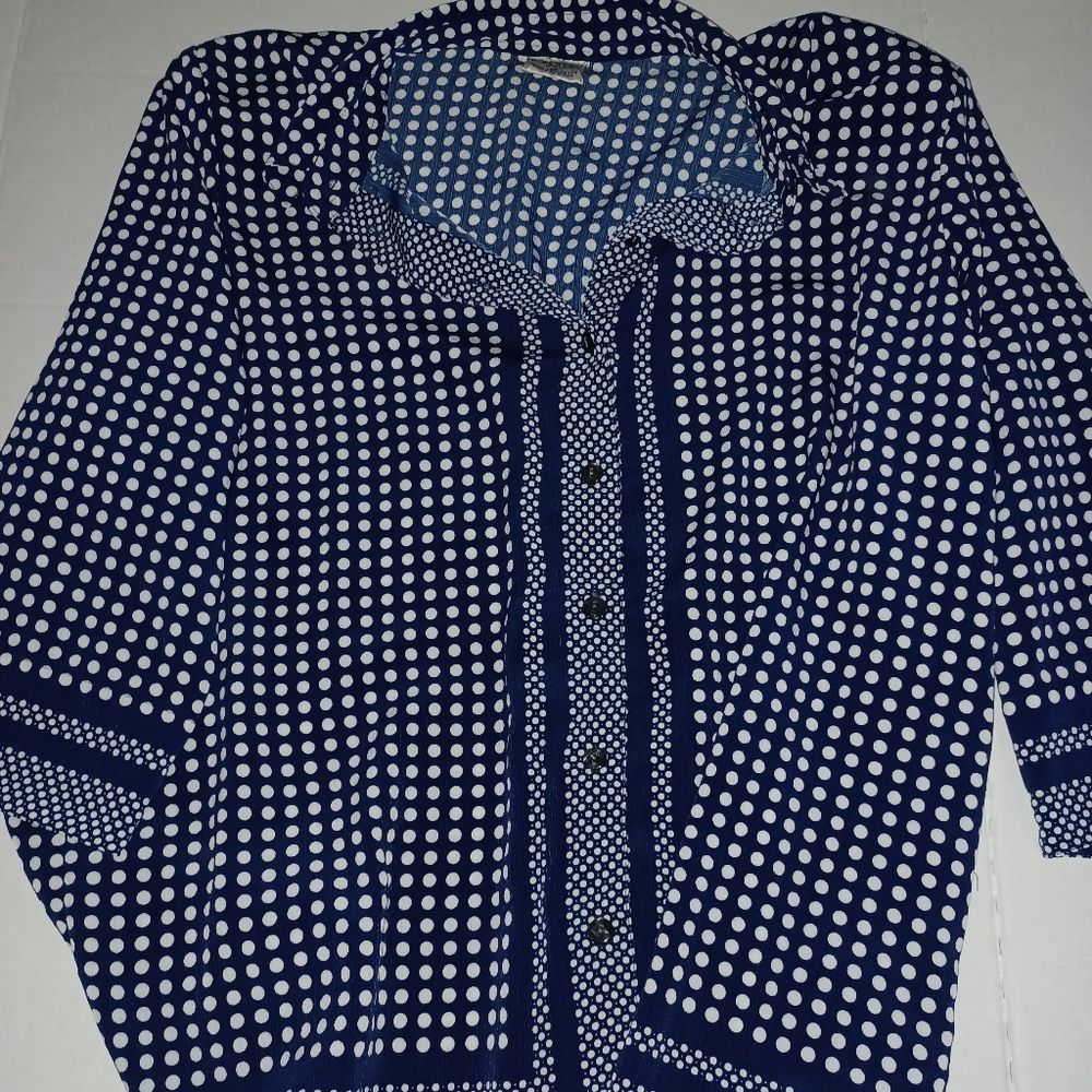 Vintage Alison Daley Blue Pattern Dress Shirt